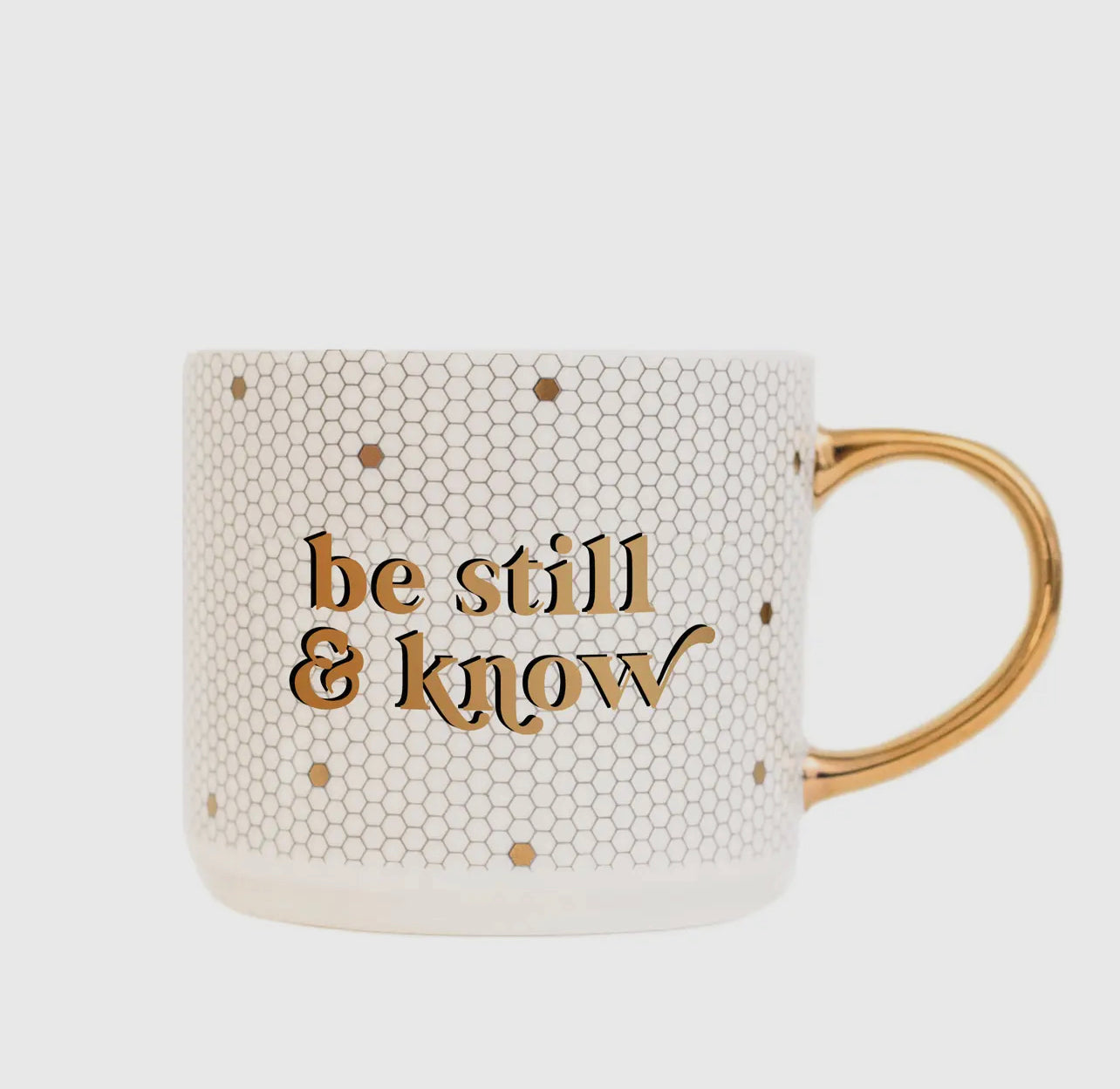 Be Still & Know Gold Tile Coffee Mug