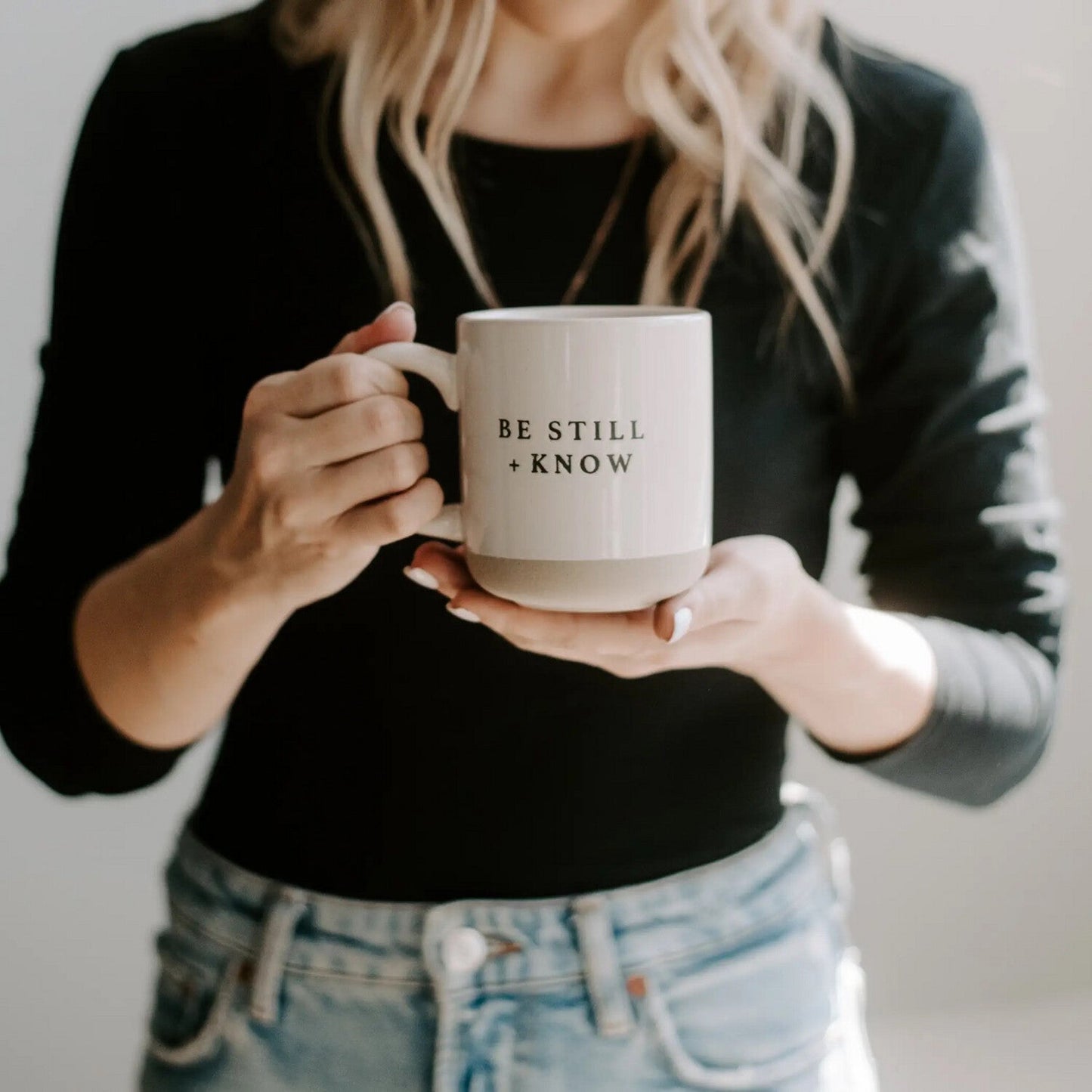 Be Still + Know - Cream Stoneware Coffee Mug - 14 oz