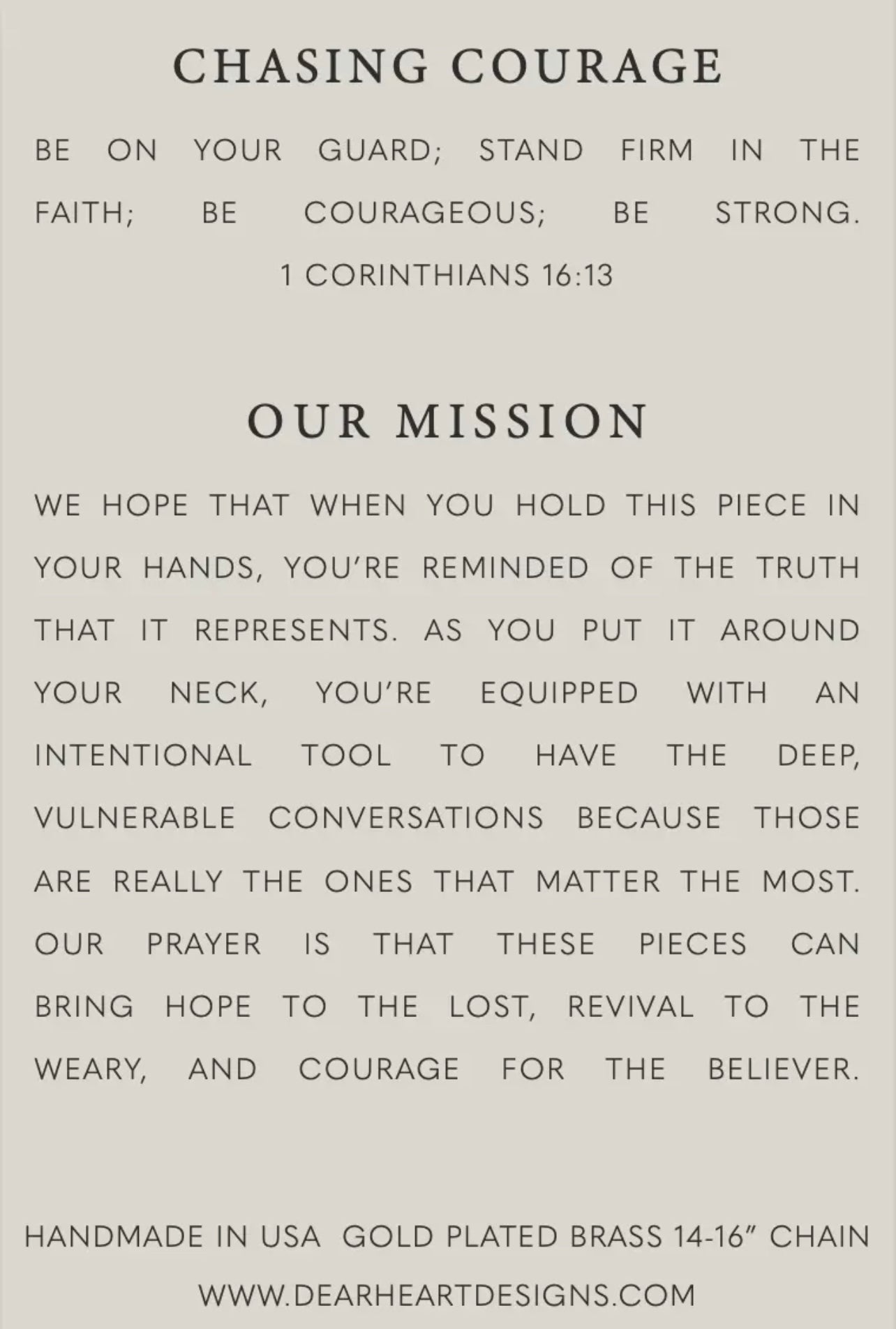 Chasing Courage Necklace 1 Co 16:13