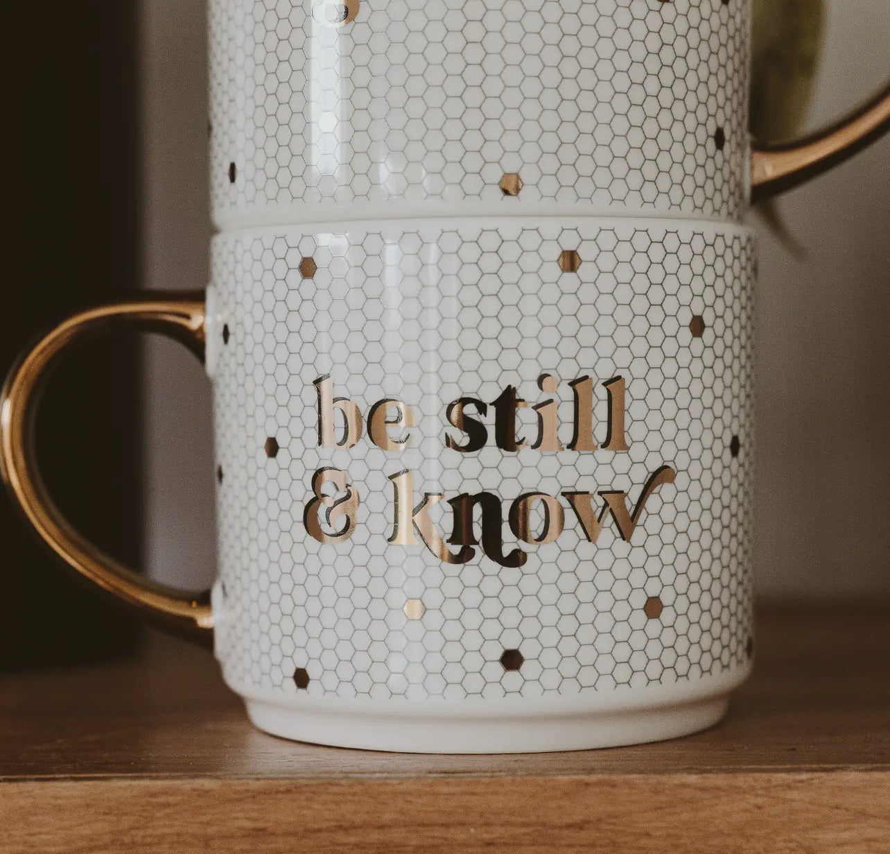 Be Still & Know Gold Tile Coffee Mug