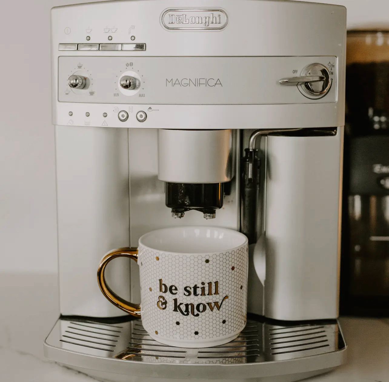 Be Still & Know Gold Tile Coffee Mug