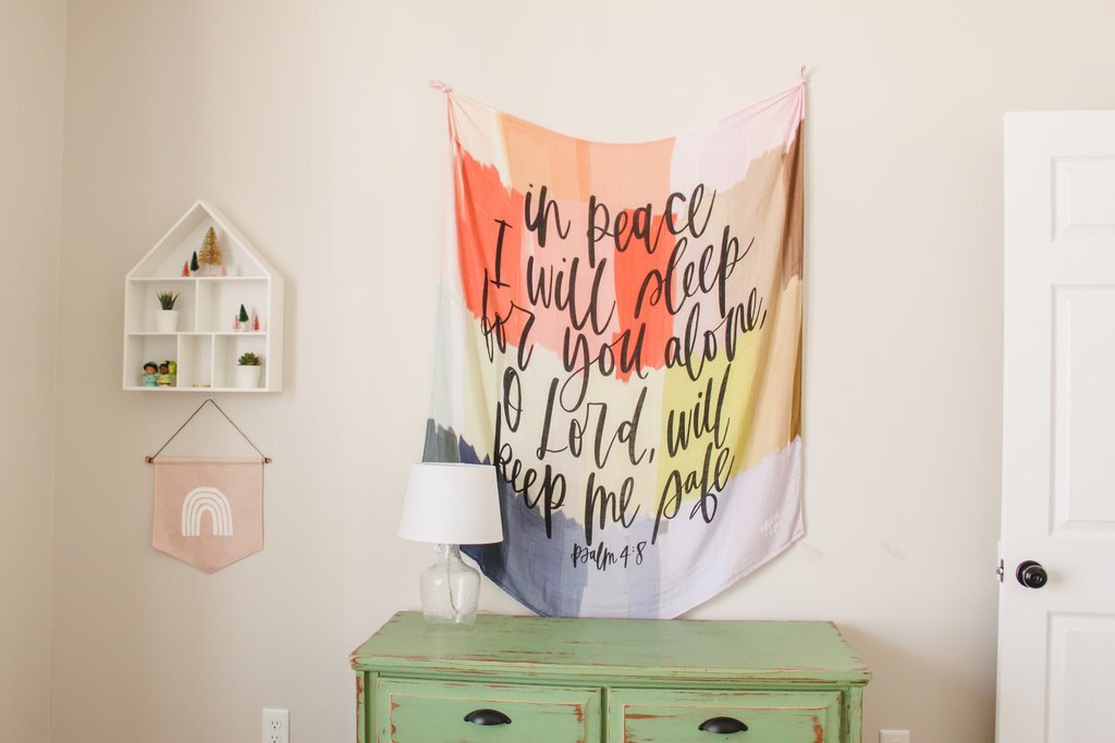 "In Peace I Will Sleep" Muslin Blanket