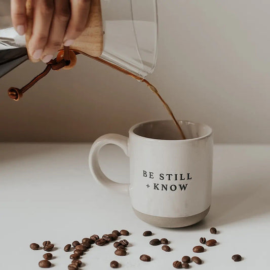 Be Still + Know - Cream Stoneware Coffee Mug - 14 oz