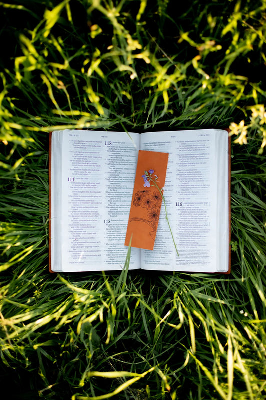 Forget-Me-Not Leather Bookmark