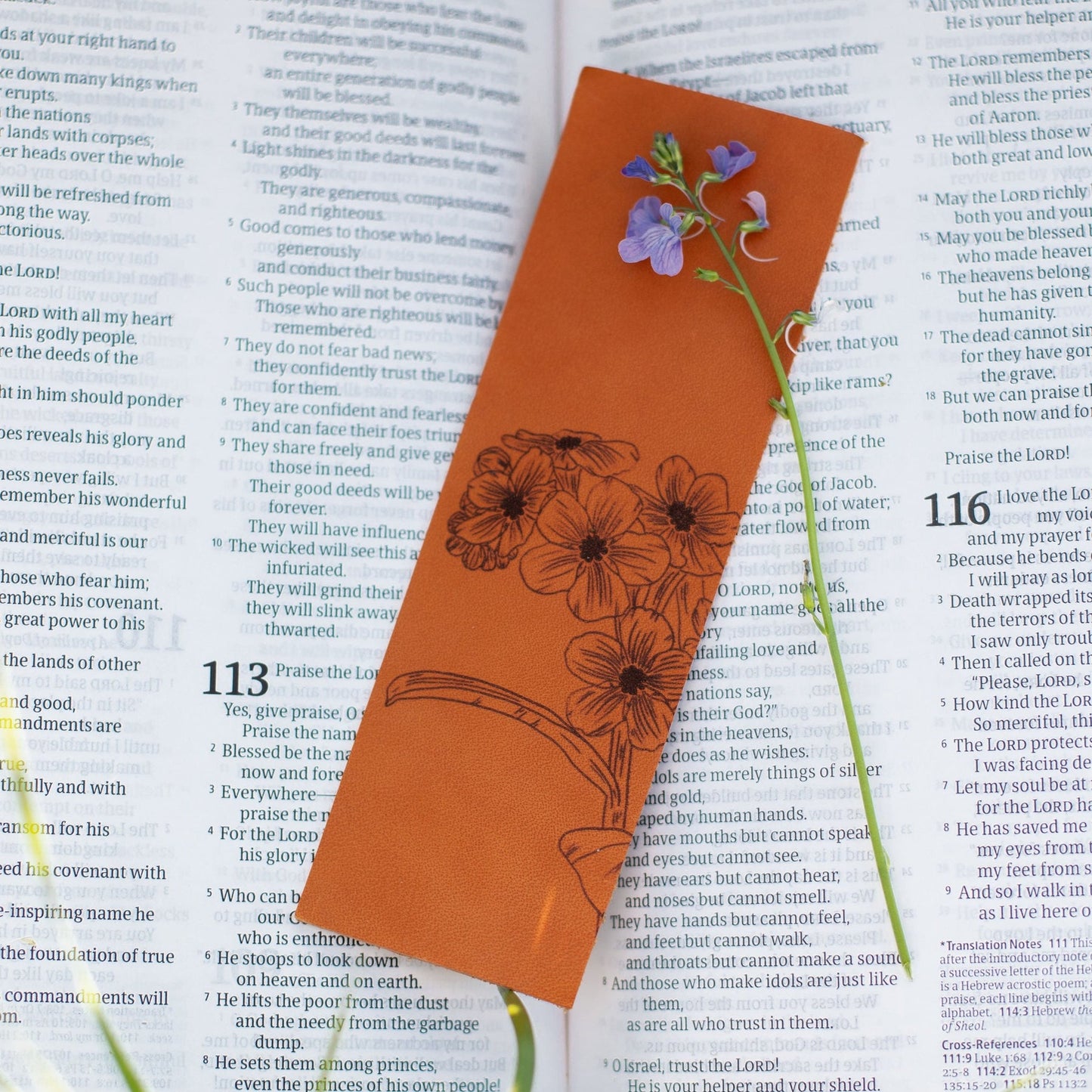 Forget-Me-Not Leather Bookmark
